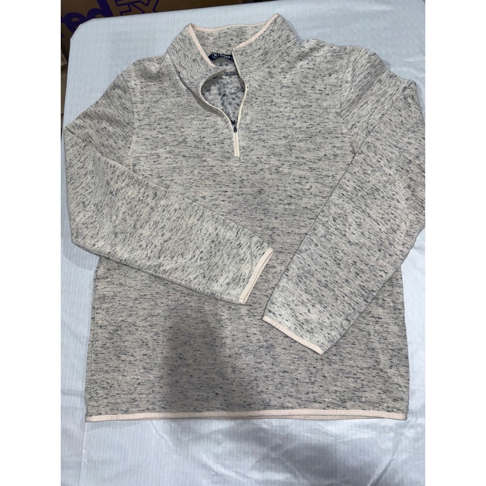 Zusa Wanderlust Quarter Zip Pullover Sweater Gray Space Dye Mens Large EcoFriend